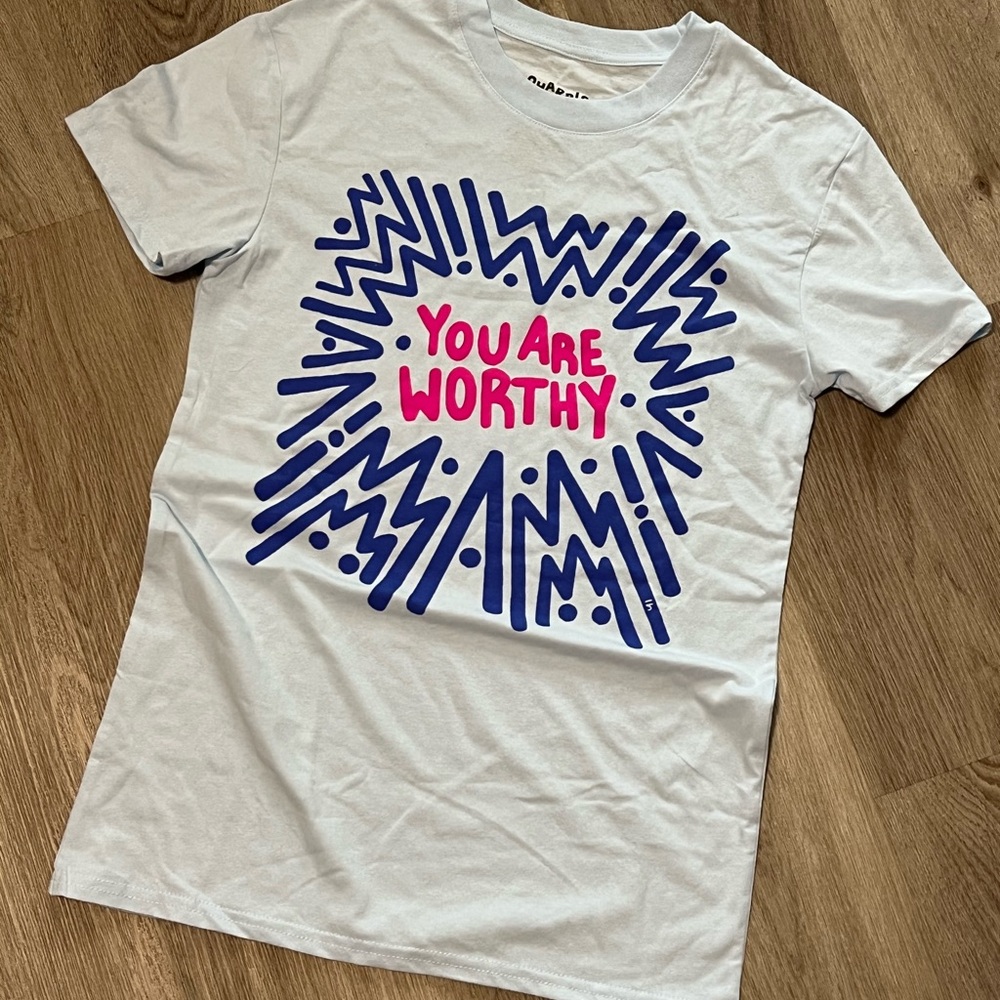 T-Shirt with Blue and Pink Graphic